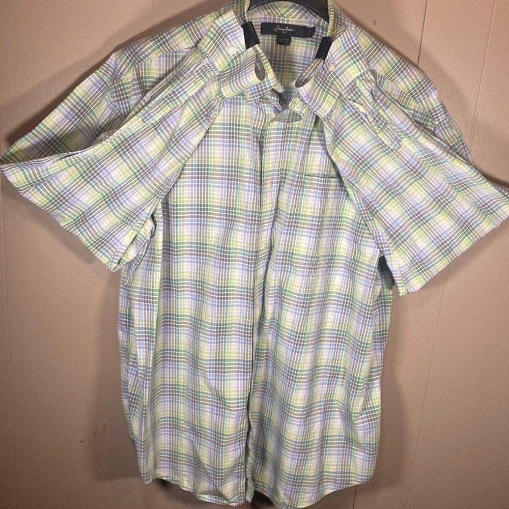 Sean John XXL Green/Blue/White Dress Shirt